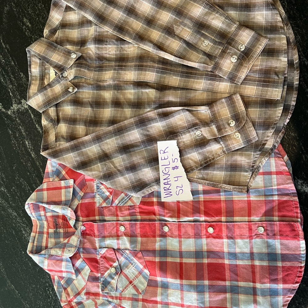Wrangler Brown and Red Plaid Shirts
